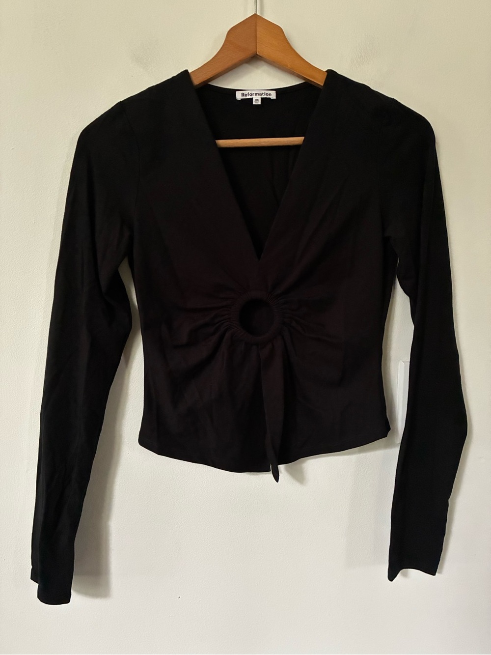 Reformation Long Sleeve Cropped Shirt in Black
